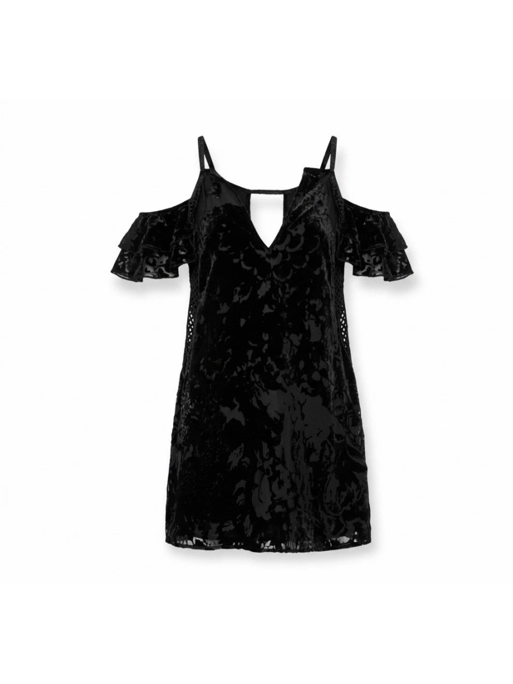 Parker Black Velvet Cold-Shoulder Top